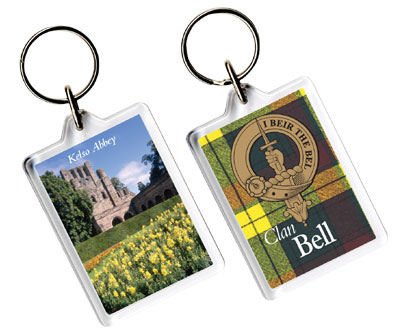 Image 1 of Bell Clan Badge Tartan Family Name Acryllic Key Ring Set of 3