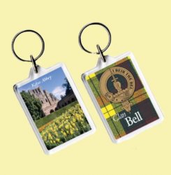 Bell Clan Badge Tartan Family Name Acryllic Key Ring Set of 3