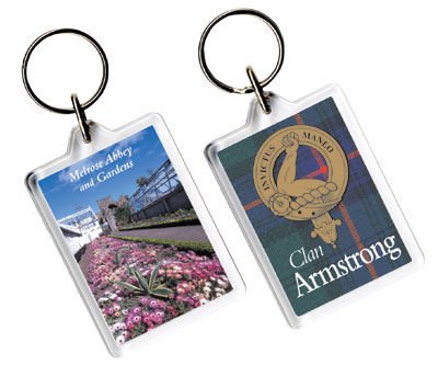 Image 1 of Armstrong Clan Badge Tartan Family Name Acryllic Key Ring Set of 3