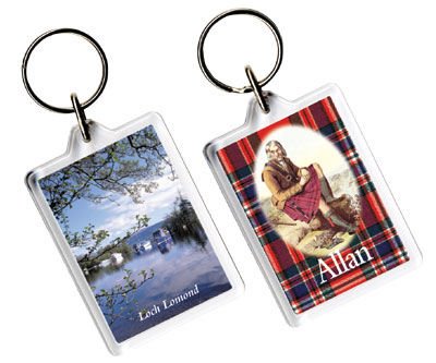 Image 1 of Allan Tartan Scottish Family Name Acryllic Key Ring Set of 5