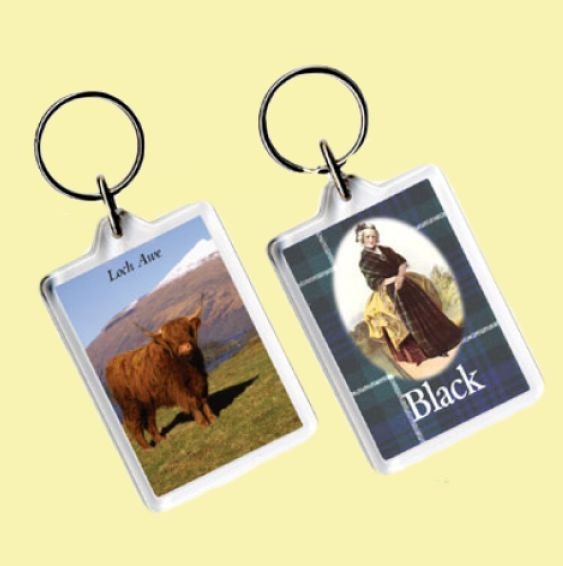 Image 0 of Black Tartan Scottish Family Name Acryllic Key Ring Set of 3