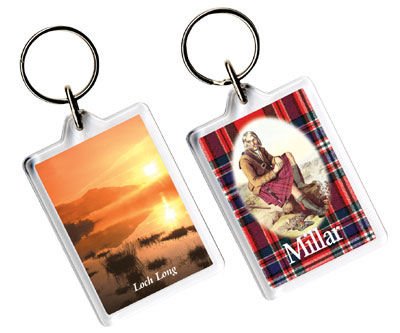 Image 1 of Millar Tartan Scottish Family Name Acryllic Key Ring Set of 3