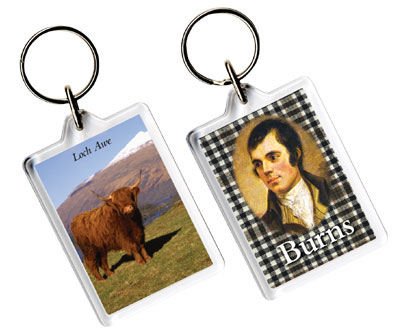 Image 1 of Burns Tartan Scottish Family Name Acryllic Key Ring Set of 3