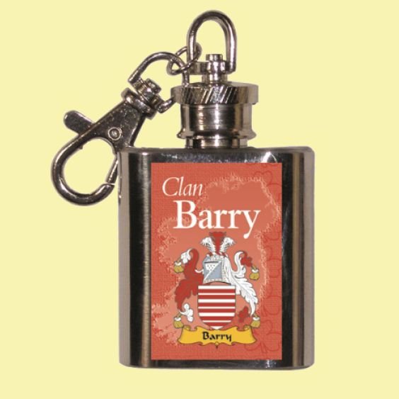 Image 0 of Barry Coat of Arms Irish Family Name Nipflask Key Ring Set of 4