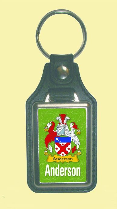 Image 0 of Anderson Coat of Arms English Family Name Leather Key Ring Set of 4