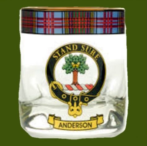 Image 0 of Anderson Clansman Crest Tartan Tumbler Whisky Glass Set of 4