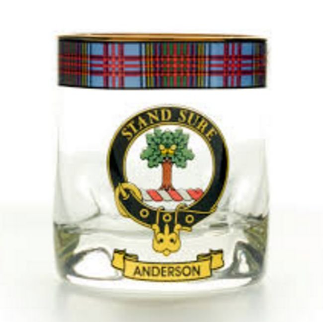 Image 1 of Anderson Clansman Crest Tartan Tumbler Whisky Glass Set of 2