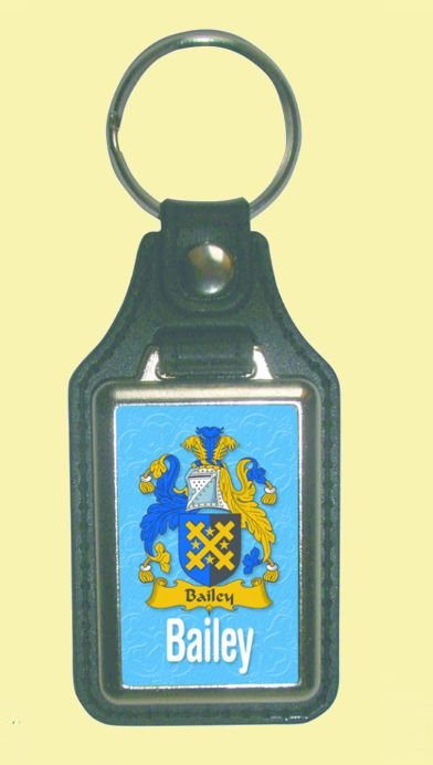 Image 0 of Bailey Coat of Arms English Family Name Leather Key Ring Set of 2
