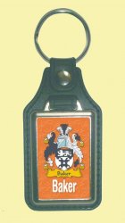 Baker Coat of Arms English Family Name Leather Key Ring Set of 2