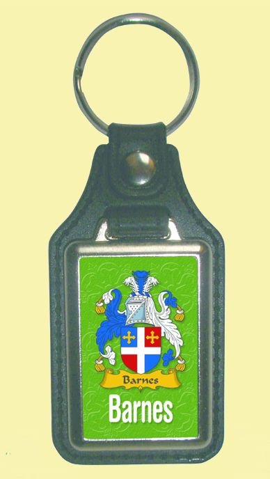 Image 0 of Barnes Coat of Arms English Family Name Leather Key Ring Set of 2