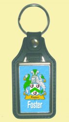 Foster Coat of Arms English Family Name Leather Key Ring Set of 2