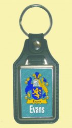 Evans Coat of Arms English Family Name Leather Key Ring Set of 2