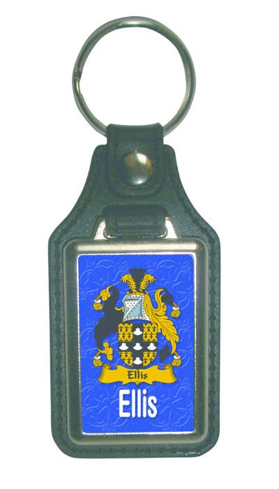 Image 1 of Ellis Coat of Arms English Family Name Leather Key Ring Set of 4