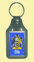 Ellis Coat of Arms English Family Name Leather Key Ring Set of 4