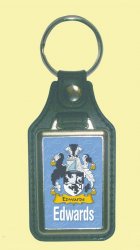 Edwards Coat of Arms English Family Name Leather Key Ring Set of 2