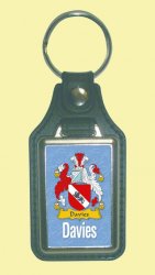 Davies Coat of Arms English Family Name Leather Key Ring Set of 4