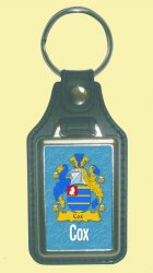 Cox Coat of Arms English Family Name Leather Key Ring Set of 2