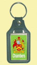 Chambers Coat of Arms English Family Name Leather Key Ring Set of 2