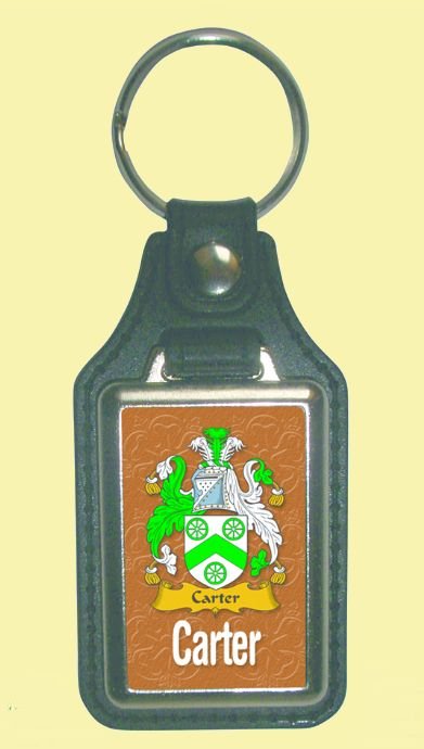 Image 0 of Carter Coat of Arms English Family Name Leather Key Ring Set of 2