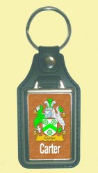 Carter Coat of Arms English Family Name Leather Key Ring Set of 2