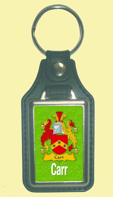 Image 0 of Carr Coat of Arms English Family Name Leather Key Ring Set of 2