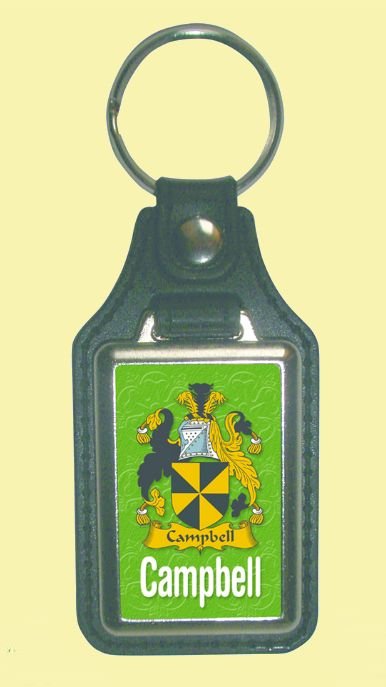Image 0 of Campbell Coat of Arms English Family Name Leather Key Ring Set of 2