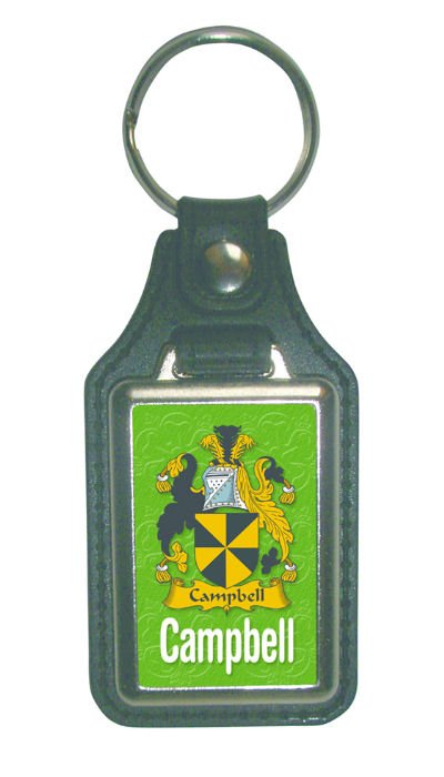 Image 1 of Campbell Coat of Arms English Family Name Leather Key Ring Set of 2