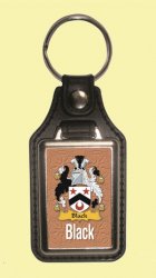 Black Coat of Arms English Family Name Leather Key Ring Set of 2