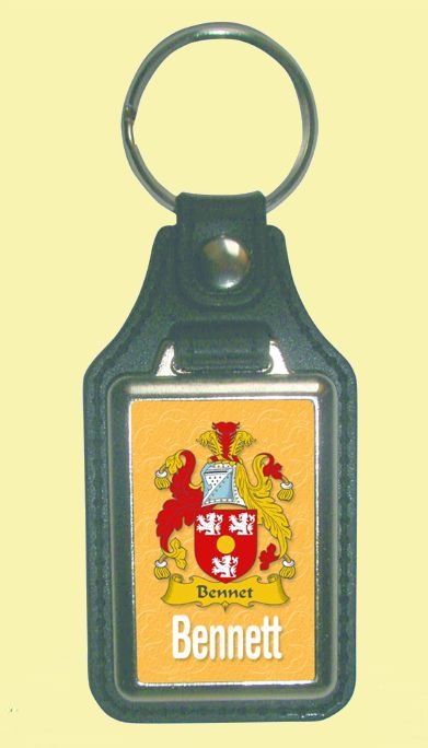 Image 0 of Bennett Coat of Arms English Family Name Leather Key Ring Set of 2