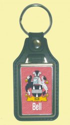 Bell Coat of Arms English Family Name Leather Key Ring Set of 2