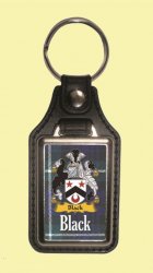 Black Coat of Arms Tartan Scottish Family Name Leather Key Ring Set of 2