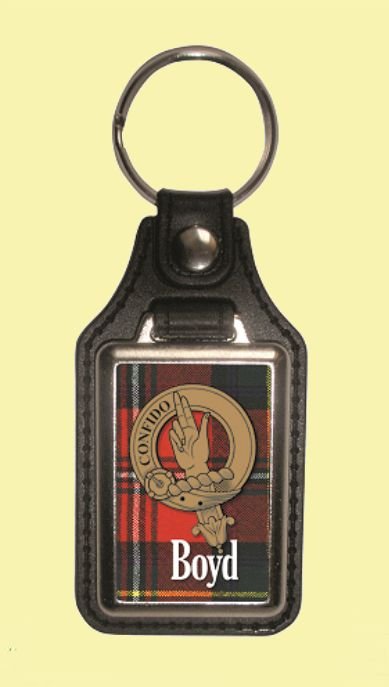 Image 0 of Boyd Clan Badge Tartan Scottish Family Name Leather Key Ring Set of 2