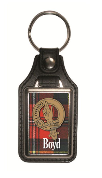 Image 1 of Boyd Clan Badge Tartan Scottish Family Name Leather Key Ring Set of 2