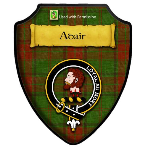Image 1 of Adair Red Tartan Crest Wooden Wall Plaque Shield