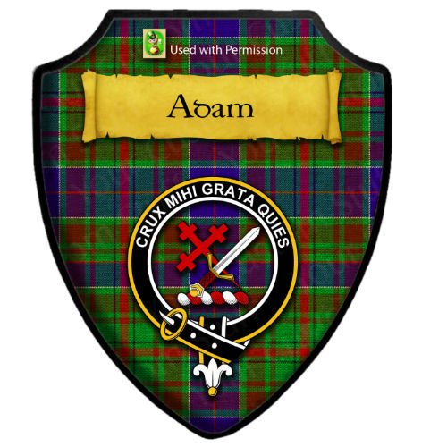 Image 2 of Adam Modern Tartan Crest Wooden Wall Plaque Shield