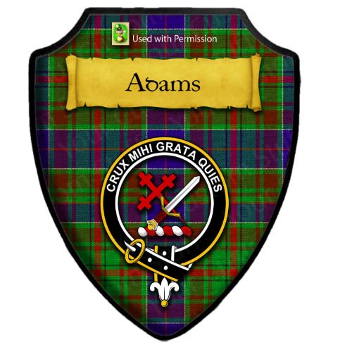 Image 2 of Adams Modern Tartan Crest Wooden Wall Plaque Shield