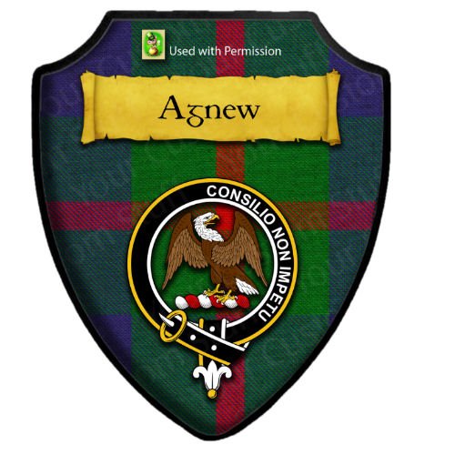 Image 2 of Agnew Modern Tartan Crest Wooden Wall Plaque Shield