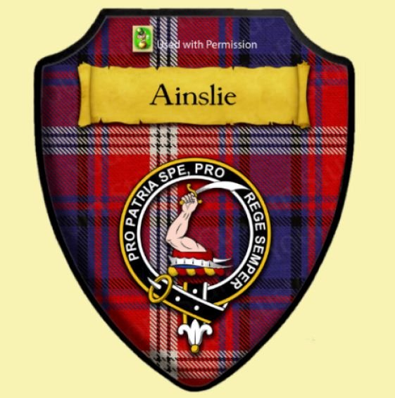 Image 0 of Ainslie Modern Tartan Crest Wooden Wall Plaque Shield