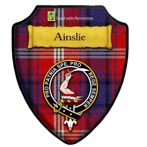 Image 2 of Ainslie Modern Tartan Crest Wooden Wall Plaque Shield