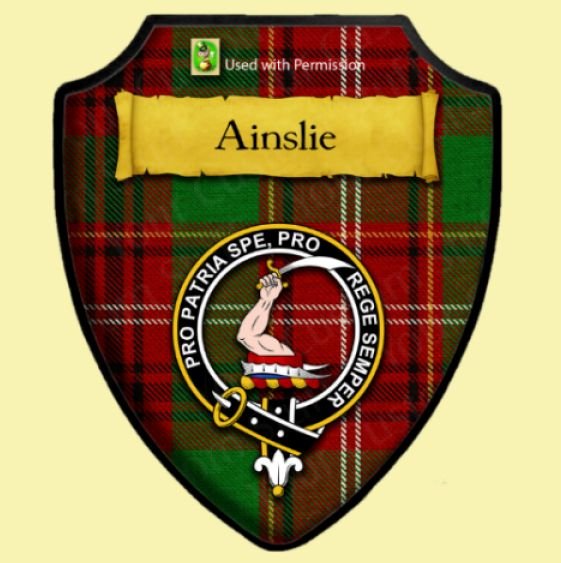 Image 0 of Ainslie Ancient Tartan Crest Wooden Wall Plaque Shield