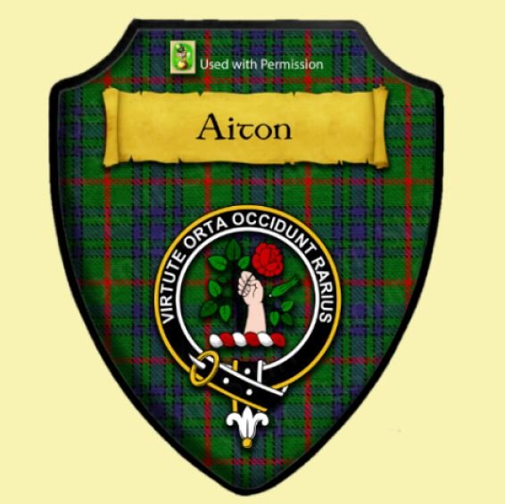 Image 0 of Aiton Ancient Tartan Crest Wooden Wall Plaque Shield