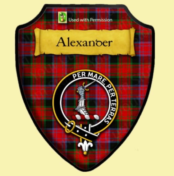 Alexander Red Tartan Crest Wooden Wall Plaque Shield