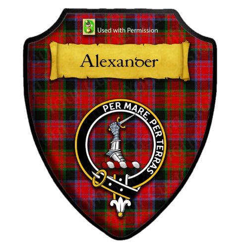 Image 2 of Alexander Red Tartan Crest Wooden Wall Plaque Shield