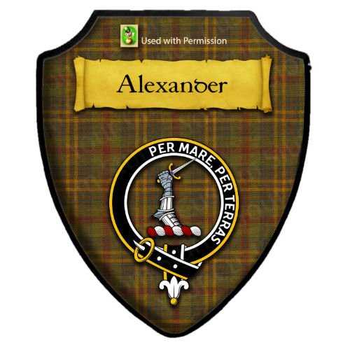 Image 1 of Alexander Tartan Crest Wooden Wall Plaque Shield