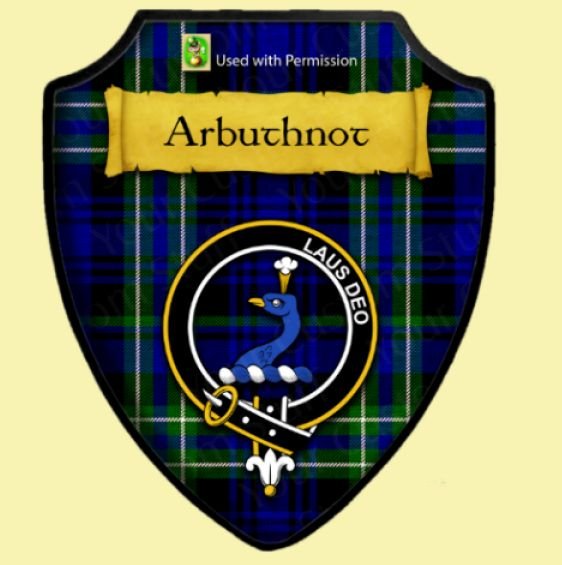 Image 0 of Arbuthnot Modern Tartan Crest Wooden Wall Plaque Shield