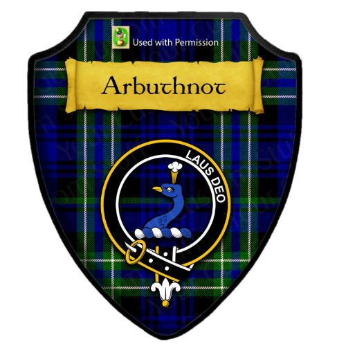 Image 2 of Arbuthnot Modern Tartan Crest Wooden Wall Plaque Shield