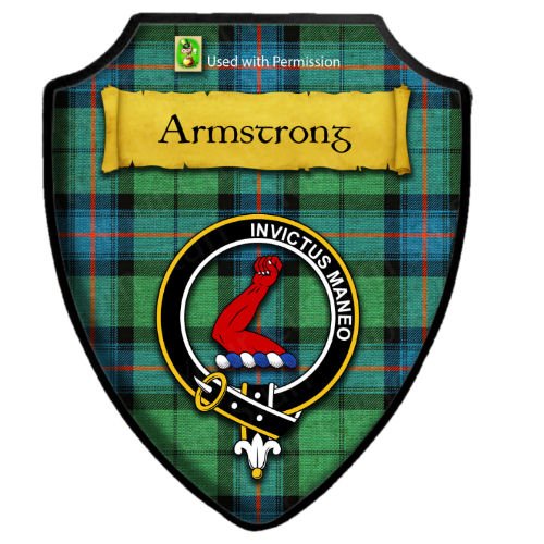 Image 2 of Armstrong Ancient Tartan Crest Wooden Wall Plaque Shield