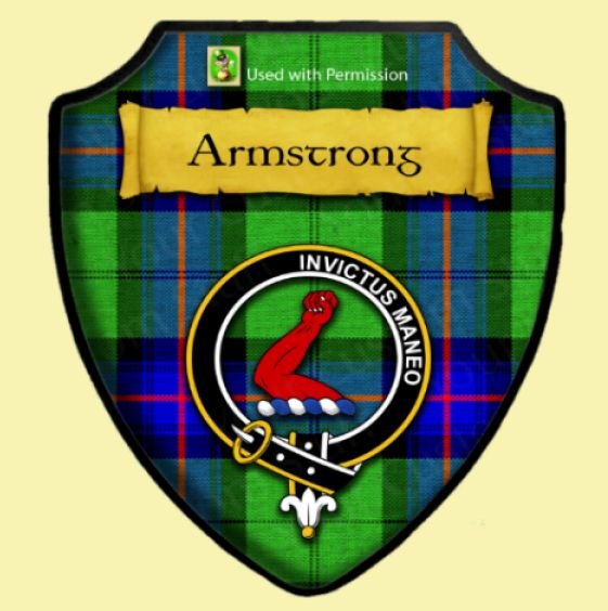 Image 0 of Armstrong Bright Tartan Crest Wooden Wall Plaque Shield