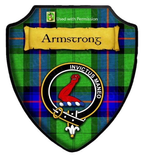 Image 2 of Armstrong Bright Tartan Crest Wooden Wall Plaque Shield