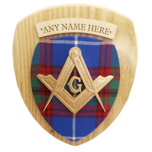 Image 1 of Masonic Scottish Family Name Tartan 7 x 8 Woodcarver Wooden Wall Plaque 
